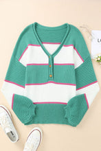 Load image into Gallery viewer, Color Block Buttoned V-Neck Sweater
