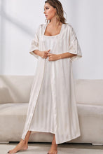 Load image into Gallery viewer, Striped Flounce Sleeve Open Front Robe and Cami Dress Set
