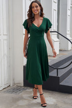 Load image into Gallery viewer, Flutter Sleeve Surplice Midi Dress
