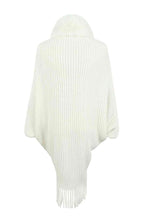 Load image into Gallery viewer, Fringe Detail Long Sleeve Ribbed Poncho
