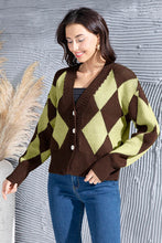 Load image into Gallery viewer, Geometric Button Up Dropped Shoulder Cardigan
