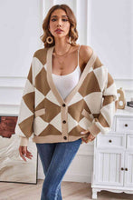 Load image into Gallery viewer, Geometric Lantern Sleeve Cardigan with Pockets
