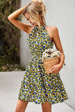 Load image into Gallery viewer, Floral Belted Frill Trim Mini Dress
