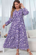 Load image into Gallery viewer, Plus Size Printed Mock Neck Buttoned Maxi Dress
