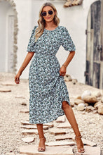 Load image into Gallery viewer, Floral Cutout Puff Sleeve Midi Dress
