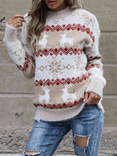 Load image into Gallery viewer, Reindeer &amp; Snowflake Round Neck Sweater
