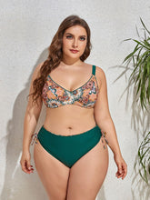 Load image into Gallery viewer, Plus Size Printed V-Neck Drawstring Bikini Set
