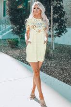 Load image into Gallery viewer, Floral Striped Short Sleeve Round Neck T-Shirt Dress
