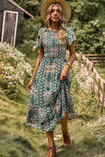 Load image into Gallery viewer, Printed Tie Back Flutter Sleeve Dress
