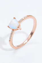 Load image into Gallery viewer, Natural Moonstone Heart 18K Rose Gold-Plated Ring

