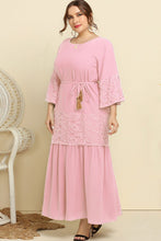 Load image into Gallery viewer, Plus Size Spliced Lace Tassel Belted Dress

