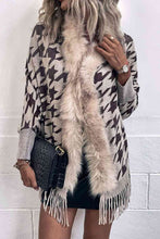 Load image into Gallery viewer, Houndstooth Fringe Hem Poncho
