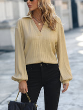 Load image into Gallery viewer, Textured Johnny Collar Drop Shoulder Blouse
