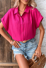 Load image into Gallery viewer, Textured Button-Up Cuffed Dolman Sleeve Shirt
