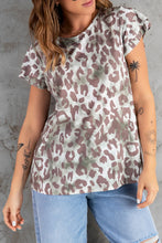 Load image into Gallery viewer, Leopard Layered Flutter Sleeve Tee Shirt
