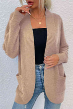 Load image into Gallery viewer, Open Front Rib-Knit Cardigan with Pockets
