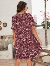 Load image into Gallery viewer, Printed Flounce Sleeve Ruffle Hem Dress
