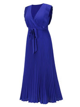 Load image into Gallery viewer, Tied Surplice Cap Sleeve Pleated Dress
