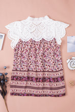Load image into Gallery viewer, Floral Tassel Tie Eyelet Blouse
