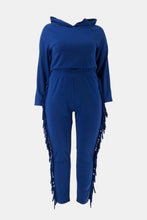 Load image into Gallery viewer, Plus Size Fringe Detail Hoodie and Sweatpants Set
