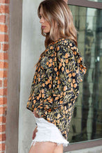 Load image into Gallery viewer, Printed Butterfly Sleeve Tie Neck Blouse
