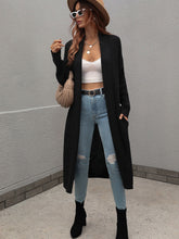 Load image into Gallery viewer, Waffle Knit Open Front Duster Cardigan With Pockets
