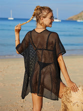 Load image into Gallery viewer, Openwork Flower V-Neck Short Sleeve Cover Up
