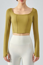 Load image into Gallery viewer, Seam Detail Thumbhole Sleeve Cropped Sports Top
