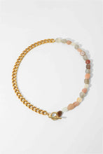 Load image into Gallery viewer, Stainless Steel Half Bead Half Chain Necklace

