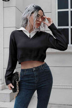 Load image into Gallery viewer, Contrast Collared Cropped Sweater
