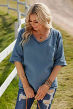 Load image into Gallery viewer, Textured V-Neck Half Sleeve Blouse
