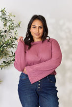 Load image into Gallery viewer, Culture Code Full Size Waffle-Knit Round Neck Long Sleeve Blouse
