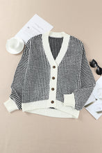 Load image into Gallery viewer, Waffle-Knit Drop Shoulder Button-Down Cardigan
