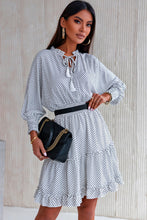 Load image into Gallery viewer, Polka Dot Tassel Tie Ruffle Hem Dress
