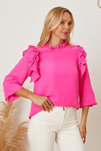 Load image into Gallery viewer, Frill Ruffled Three-Quarter Sleeve Blouse

