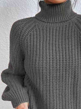 Load image into Gallery viewer, Full Size Turtleneck Rib-Knit Slit Sweater
