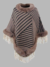 Load image into Gallery viewer, Striped Fringe Hem Poncho
