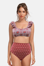 Load image into Gallery viewer, Printed Square Neck Ruffled Bikini Set
