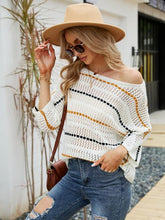 Load image into Gallery viewer, Eyelet Striped Round Neck Knit Top
