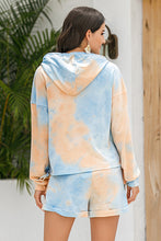 Load image into Gallery viewer, Tie-Dye Drawstring Hoodie and Shorts Set

