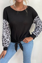 Load image into Gallery viewer, Leopard Print Sleeve Tie Front Top
