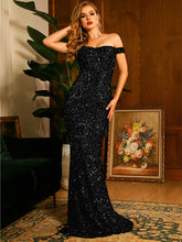 Load image into Gallery viewer, Sequin Off-Shoulder Backless Dress
