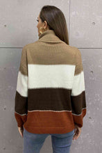 Load image into Gallery viewer, Color Block Lantern Sleeve Turtleneck Sweater
