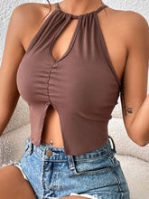Load image into Gallery viewer, Crisscross Tie Back Slit Sleeveless Top
