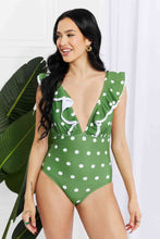 Load image into Gallery viewer, Marina West Swim Moonlit Dip Ruffle Plunge Swimsuit in Mid Green
