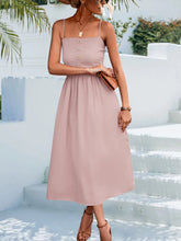 Load image into Gallery viewer, Decorative Button Spaghetti Strap Midi Dress
