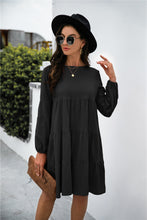 Load image into Gallery viewer, Balloon Sleeve Keyhole Tiered Dress
