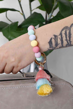 Load image into Gallery viewer, Silica Gel Bead Wristlet Keychain with Layered Tassels
