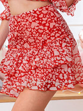 Load image into Gallery viewer, Heart Print Tiered Mini Skirt
