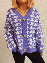 Load image into Gallery viewer, Houndstooth Botton Front  Cardigan with Pockets
